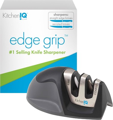 KitchenIQ 2-Stage Knife Sharpener, Compact, Non-Slip Base, Black