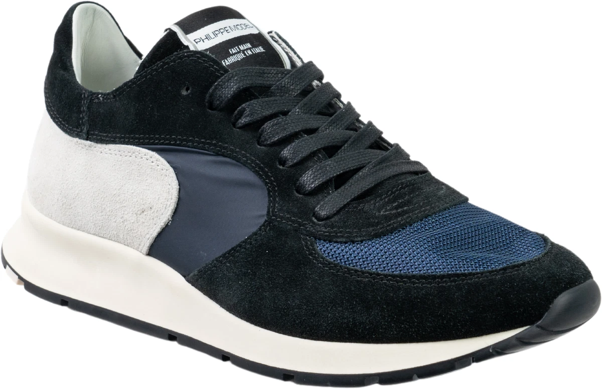 Philippe Model Men s trainers shoes blue gray suede leather fabric