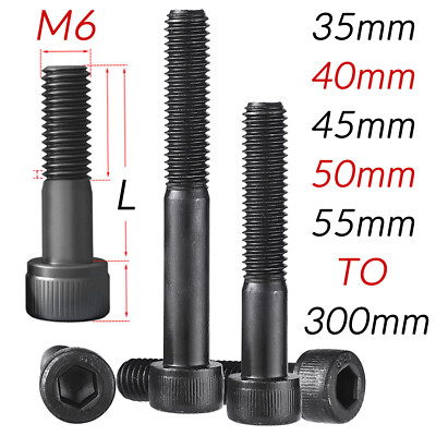 #ad M6 High Tensile 12.9 Cap Head Allen Bolts Self Colour Socket Screws 35 300mm $77.38