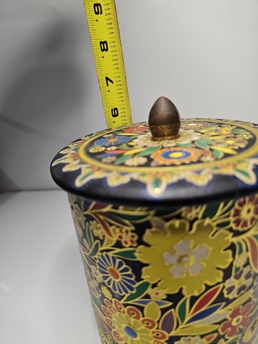 Multicolor Cloisonne Style Floral Tin Metal Made in Holland Lidded - Picture 8 of 8