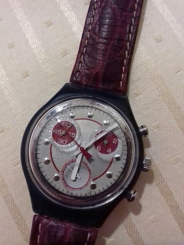 SWATCH VINTAGE CHRONO CINTURINO IN PELLE OROLOGIO SWATCH CHRONO ANNI 90 |  eBay