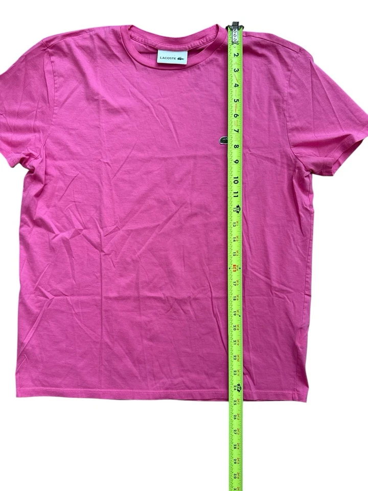 Camiseta rosa para mujer Lacoste talla grande algodón Pima logotipo de caimán preppy informal Foto 4 de 4