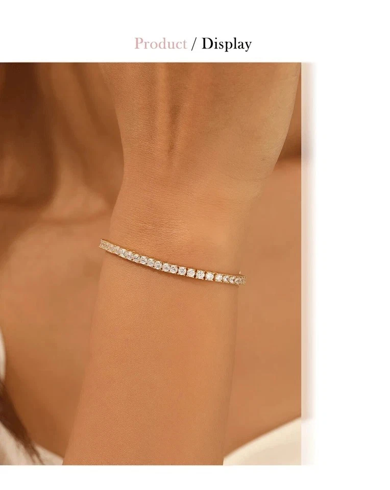 5ct Huge E VS Lab Grown Diamond Tennis Bracelet 18k Yellow Gold Over 7.5" - Image 2 of 3