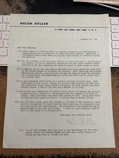 Helen Keller American Disability Activist  Signed Fundraising TLS ACEP133