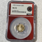 1992 $5 Gold Eagle 1/10 Oz NGC MS 70 KEY Date Coin