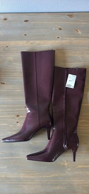 H&M Women's Burgundy Boots, Closed Toe, Zip-Up, Size 8