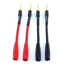 -018 Braided Wire Speaker Banana Plugs to 4mm Female Banana Jack Converter, S...