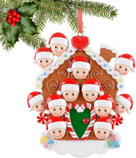 Custom Gingerbread Family Ornaments for Christmas - Family of 12 Decor