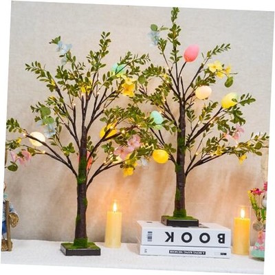  2 Pack Easter Lighted Tree Decoration, 26 Inch 24 LED Battery Operated Pre 