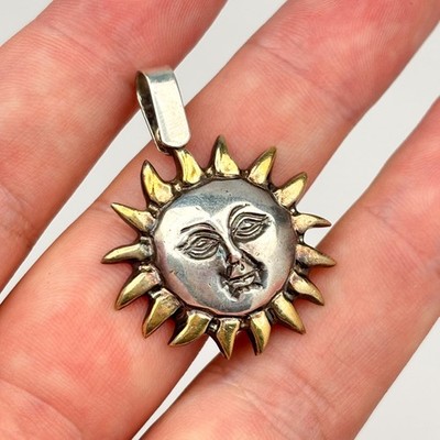 Vintage Sterling Silber 925 Sergio Bustamante Sonne Anhänger Bicolor Sol Mexico
