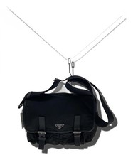 Sac bandoulière PRADA nylon noir authentique homme D:3,94” H:9,45” L:12,20”...