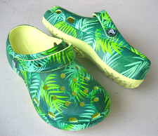 Crocs Iconic Green Tropical womens Clog shoes Platform size 7 EXCELLENT