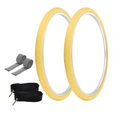 PRO TIRES 700 x 40 Yellow P-1134 W/TUBES RIM STRIPS 48mm Presta Valve