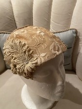 1950s Embroidered Bridal Headpiece Crown Fascinator Hat