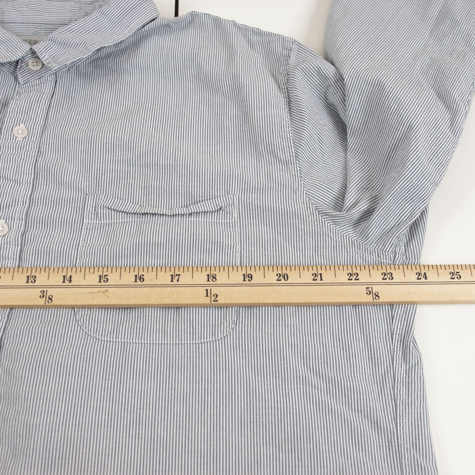 Outerknown Long Sleeve Button Down Striped Blue S… - image 3