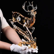 Acrylic Reindeer Christmas Decor Figurine - Modern Elegant Clear Reindeer Orname