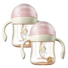 Pink 2 PCS Baby Sippy Cups 612 Months Spill Proof Weighted Straw PPSU 6 oz
