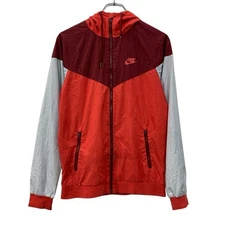 NIKE Nylon Jacket XS Red White Nike Zip Up Sportswear Sporty Lightweight Jacket