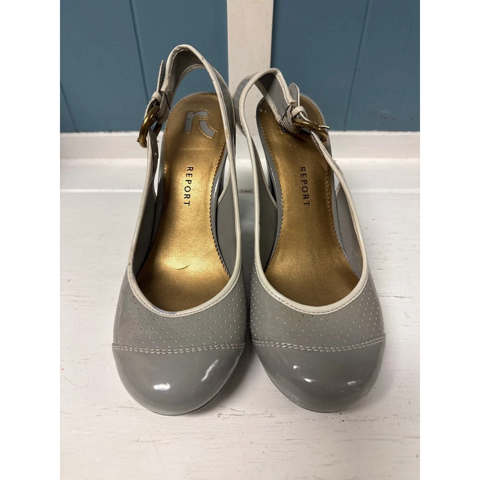 Tacones Report Miranda gris charol con cordones para mujer talla 8,5 Foto 2 de 4