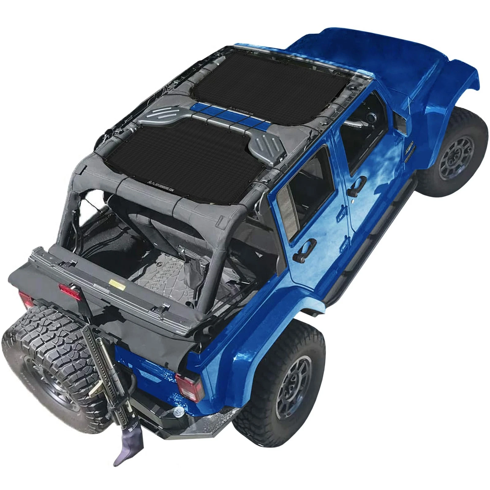 Alien Sunshade Jeep Wrangler JKU Black 2007-2018 Front Rear Mesh Sun Shade