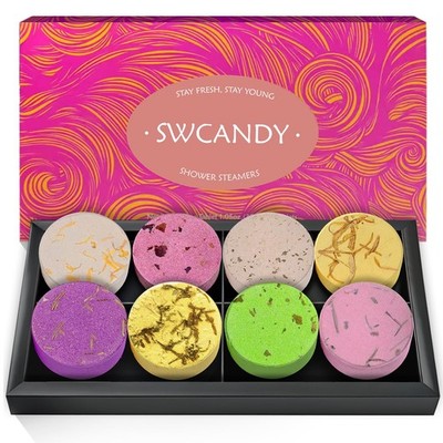 SWCANDY Shower Steamers Aromatherapy Travel Essentials for Women 8 Pcs Bath Bomb