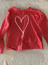Women  s Red Heart Long Sleeve Sweatshirt