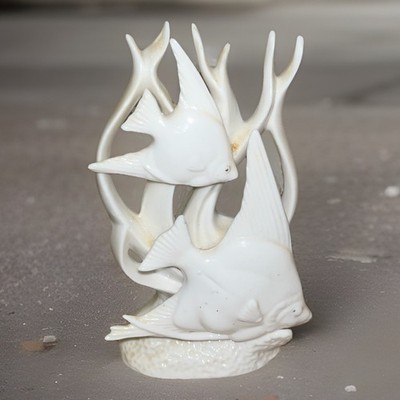 Vintage & Rare Angelfish In Sea grass Porcelain Figurine - 5.5 