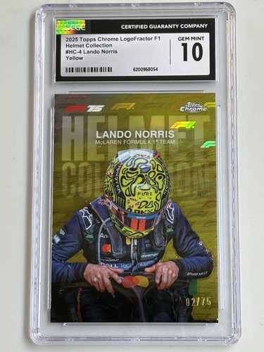 Lando Norris Topps Chrome Logofractor F1 Helmet Yellow 2 /75 #HC4 CGC 10 McLaren