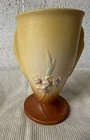 Vintage 1937 Roseville Pottery Green Ixia Pattern Flower Vase 854-7"
