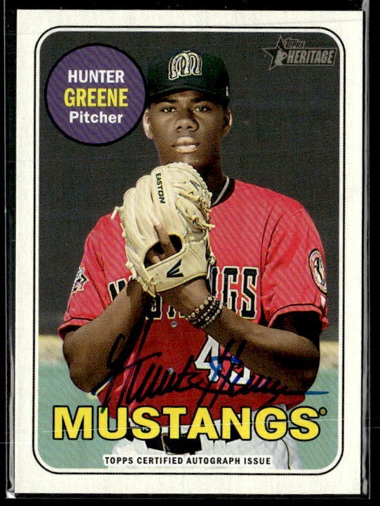 L73,302 - 2018 Topps Heritage Minors Real One Auto #ROAHG Hunter Greene