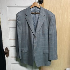Ermenegildo Zegna Trofeo Milano Gray Plaid Wool Blazer Made in Italy Size 56R
