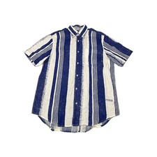Tommy Hilfiger Premium Linen Shirt Mens Medium Blue White Striped Button Down