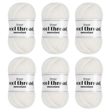 100 Wool Yarn,6 Skeins of 300g/10.58oz Per Skein 50g/109yards /White