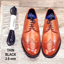 THIN BLACK Waxed Cotton SHOELACES Laces any qty  one ship Allen Edmonds