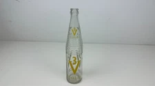 Vintage 16 oz. Full Pint Clear Glass 3V Soda Pop Cola Bottle  G-1936 59 ACL Rib