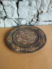 Primitive Antique Very Old Wooden Round Plate Natural Patina of 19th.