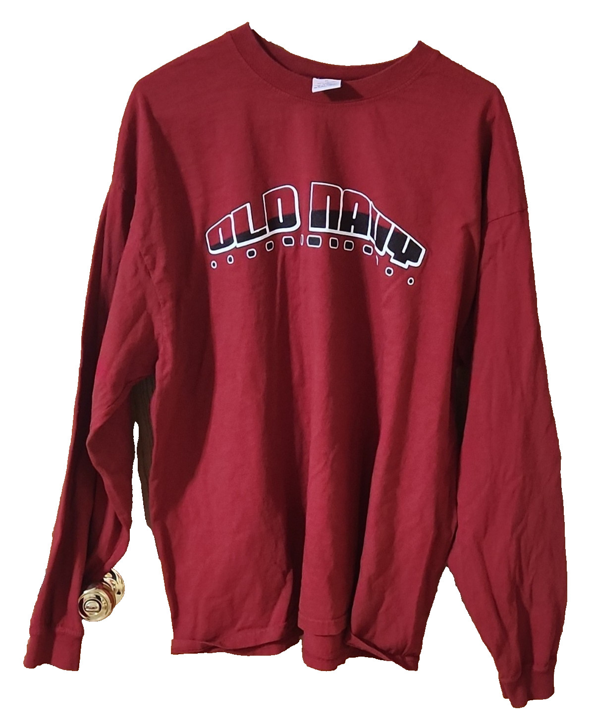 Old Navy Men's Red XL Logo Crew Neck Long Sleeve Cotton Knit T-Shirt