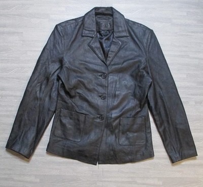 Raberg Lederjacke Gr. UK 12 schwarz Echtleder Blazer smart klassisch