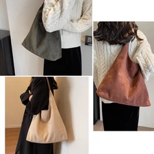 Women Large Synthetic Suede Tote Bag Commute Handbag Shoulder Causal Bag Elegant
