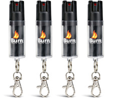 4 Pack Burn Pepper Spray .50oz Police Grade OC Stream Keychain Self Defense