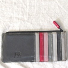 Mywalit Multicolor Card Slot Zip Bill Holder Wallet Grays Mauve Pink Red