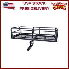 750LBS Cargo Carrier Hitch Mount Cargo Basket Luggage Rack Carrier w/2" Receiver