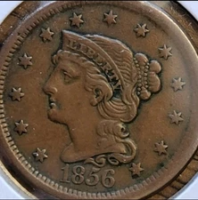 1856 Braided Hair Large Cent Slanted 5 #3871