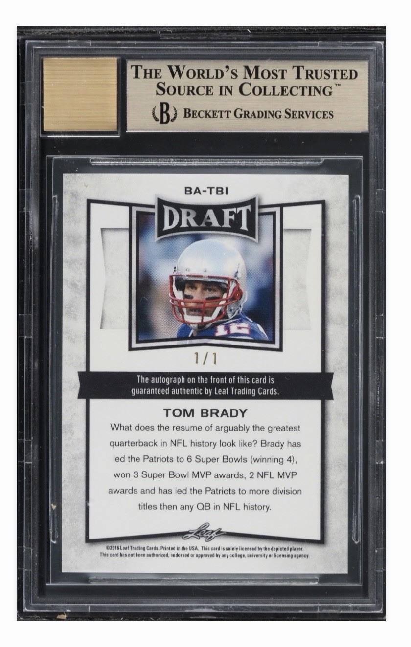 2016 Leaf Metal Draft Prismatic Super Tom Brady AUTO 1/1 #BA-TB1 BGS 9.5 GEM view 2