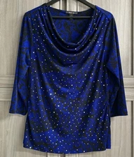 Style And Company Womens Top Large LS Cowl Neck Sequins 