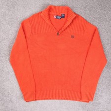 Vintage Chaps Ralph Lauren Orange Medium Knit 1/4 Zip Sweater