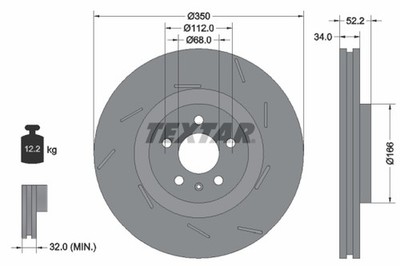 1x TEXTAR Bremsscheibe PRO+ 92319105 für PORSCHE MACAN 95B GTS Diesel Turbo