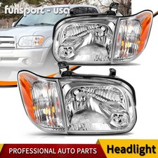 Chrome Headlights Fit 2005 2006 Toyota Tundra / 05-07 Sequoia Headlamps