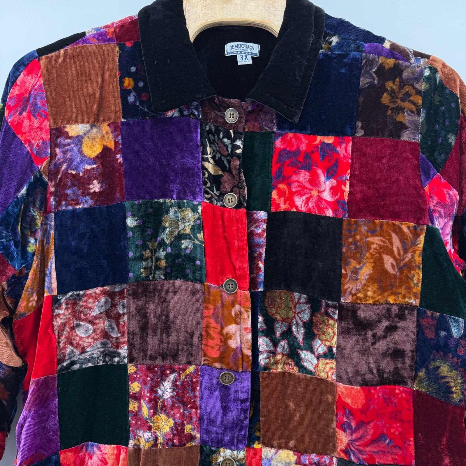 DEMOCRACY WEEKEND Patchwork Velvet Jacket Women's… - image 7