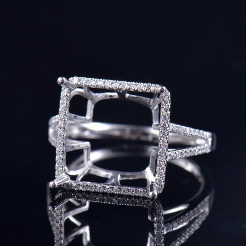 Natural Diamond Princess Cut 12mm Ring Custom Square Setting 14K White Gold - Picture 3 of 8